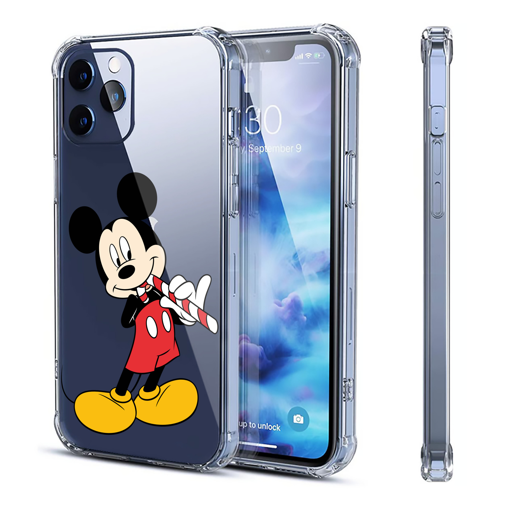 （画像用） ミッキーマウス Mickey Mouse 【iPhone 12シリーズ対応】透明スマホケース（クリアソフトケース）